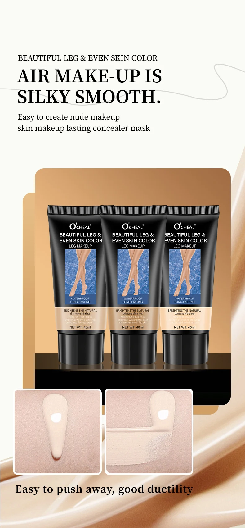 Leg Makeup Cream 40ml Waterproof Full Coverage Airbrush Concealer for Smooth Flawless Legs 14 leg makeup cream waterproof airbrush concealer sit a3f6fzt8 desc 14