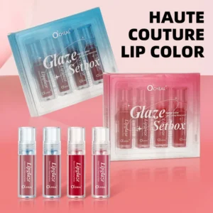 O'CHEAL Glaze Color Dazzling Water Lip Glaze Set Box - 4PCS Matte Moisturizing Long Lasting Lip Gloss