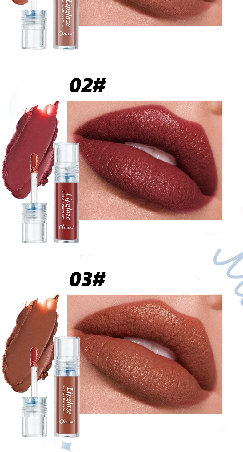 O'CHEAL Glaze Color Dazzling Water Lip Glaze Set Box - 4PCS Matte Moisturizing Long Lasting Lip Gloss 13 lip gloss set box sit 4u4qmeza desc 13