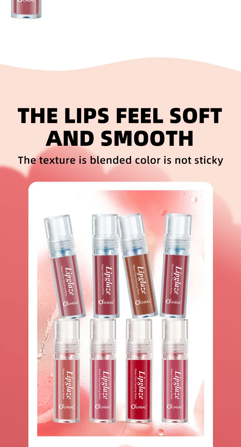O'CHEAL Glaze Color Dazzling Water Lip Glaze Set Box - 4PCS Matte Moisturizing Long Lasting Lip Gloss 3 lip gloss set box sit 4u4qmeza desc 3