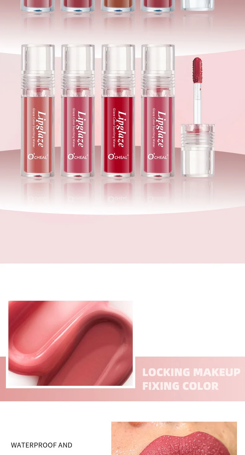 O'CHEAL Glaze Color Dazzling Water Lip Glaze Set Box - 4PCS Matte Moisturizing Long Lasting Lip Gloss 7 lip gloss set box sit 4u4qmeza desc 7