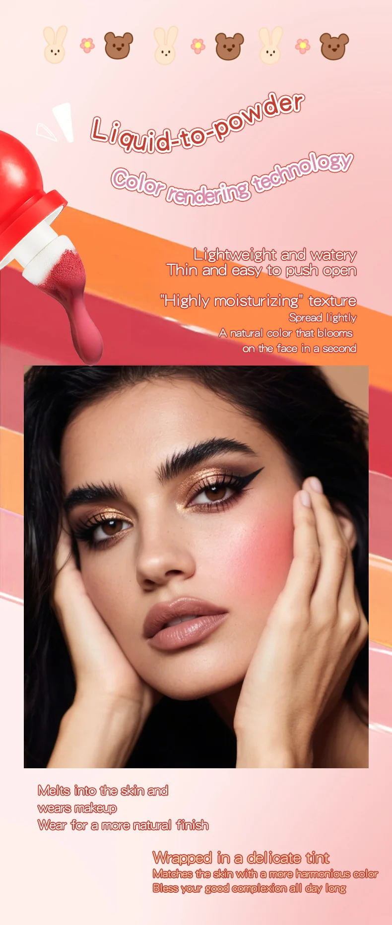Liquid Blush Soft Liquid Blusher 3ml Matte Press-On Stick Long Lasting Cheek Color 3 liquid blush soft liquid blusher 3ml matte press on stick sit f8n88pba desc 3