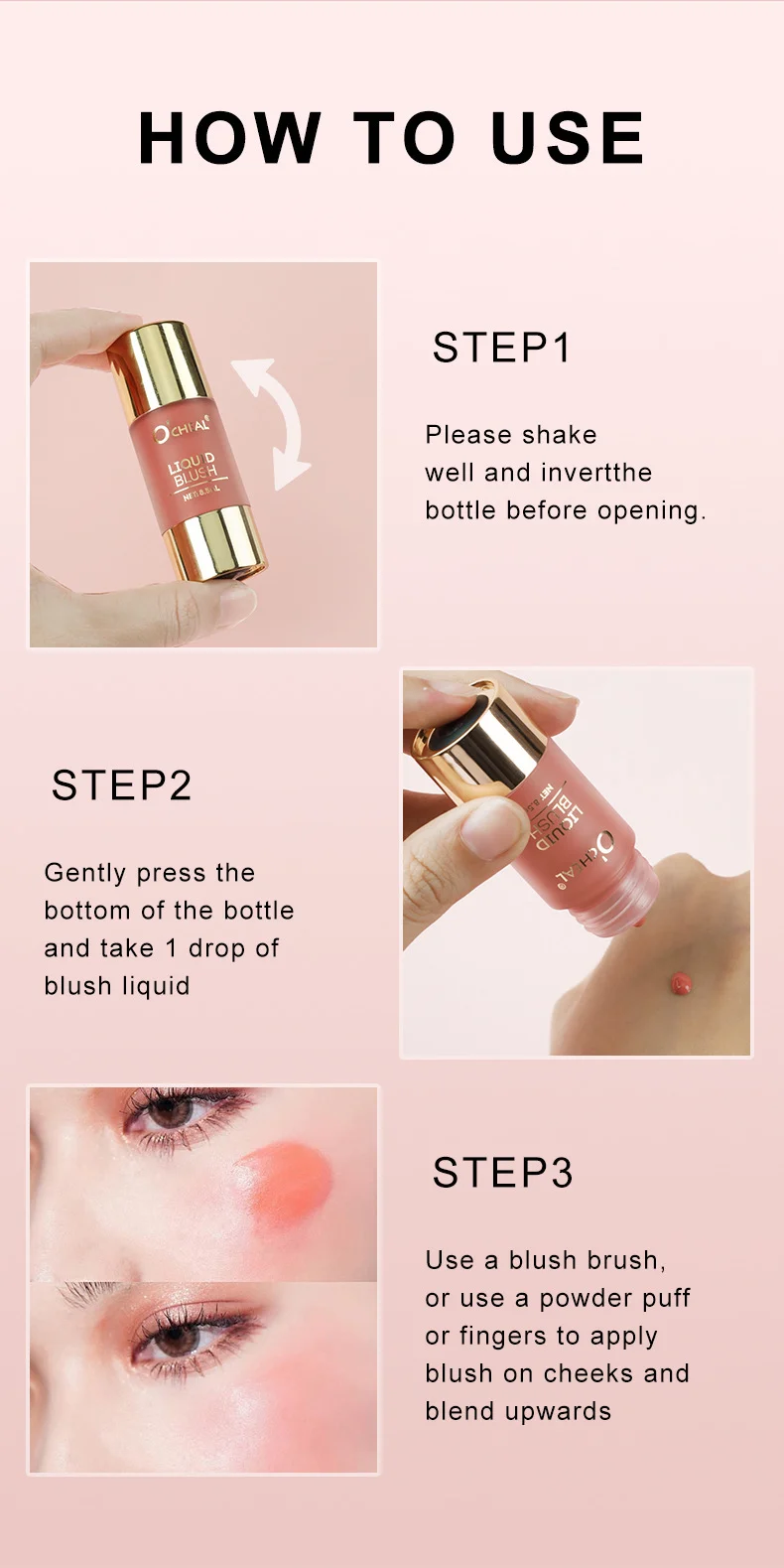 O'CHEAL Liquid Blush Stick No-Makeup Feel 12-Hour Long-Lasting Cheek Color 14 liquid blush stick sit pxdqz82m desc 14