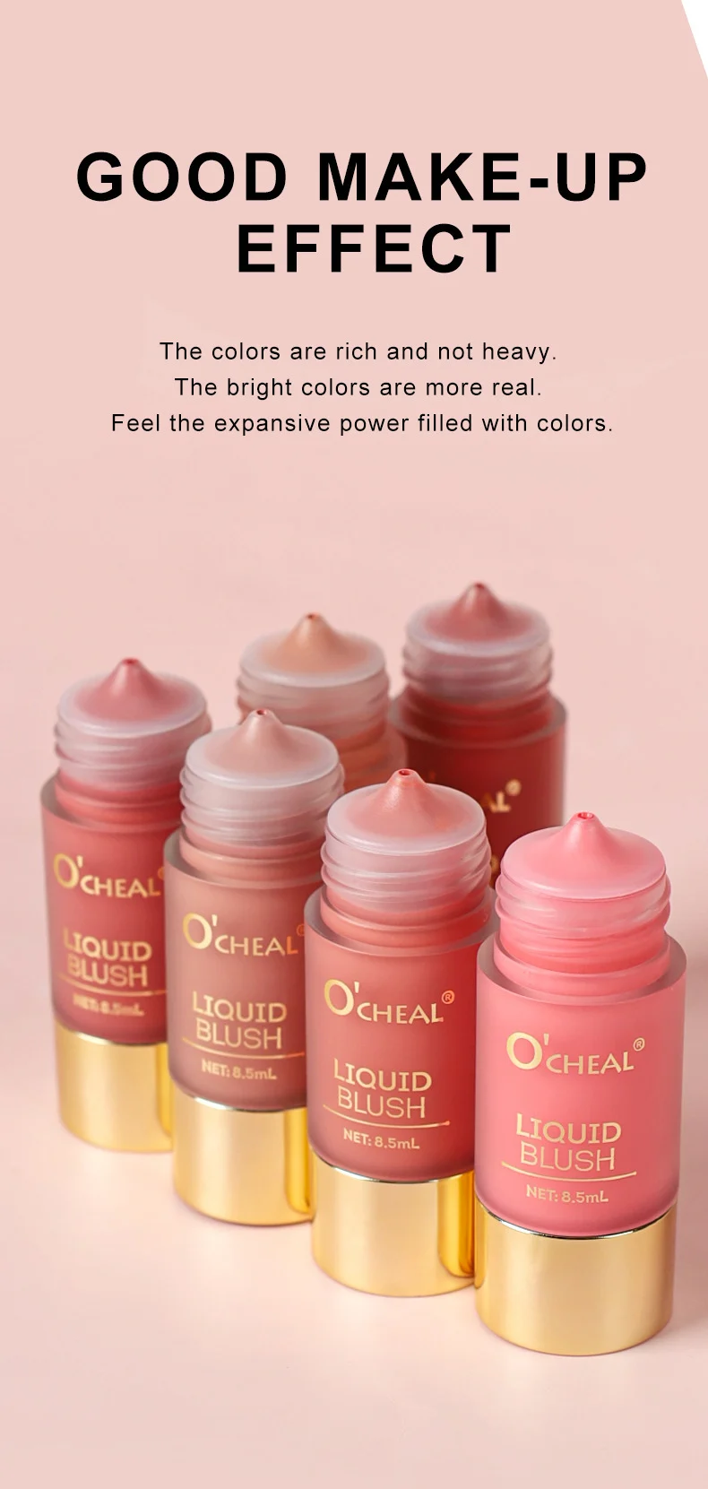O'CHEAL Liquid Blush Stick No-Makeup Feel 12-Hour Long-Lasting Cheek Color 4 liquid blush stick sit pxdqz82m desc 4