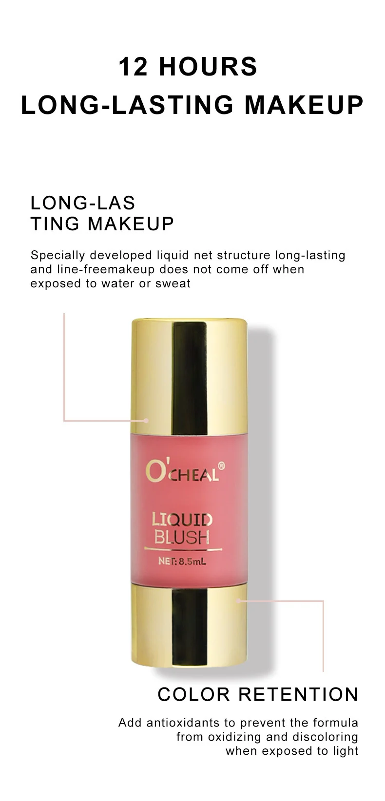 O'CHEAL Liquid Blush Stick No-Makeup Feel 12-Hour Long-Lasting Cheek Color 5 liquid blush stick sit pxdqz82m desc 5