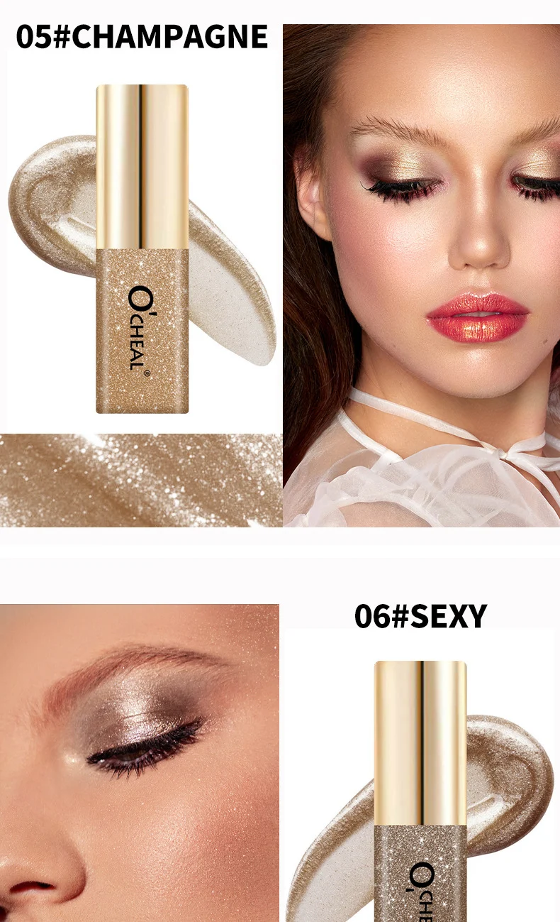 Liquid Eyeshadow with Glitter Highlighter Effect, Mini Shimmer Eye Glow for Sparkling 3D Look 10 liquid eyeshadow glitter highlighter mini shimmer sparkling 3d sit csgdmnn2 desc 10