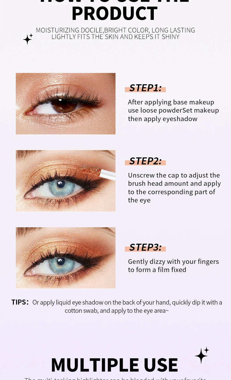Liquid Eyeshadow with Glitter Highlighter Effect, Mini Shimmer Eye Glow for Sparkling 3D Look 12 liquid eyeshadow glitter highlighter mini shimmer sparkling 3d sit csgdmnn2 desc 12