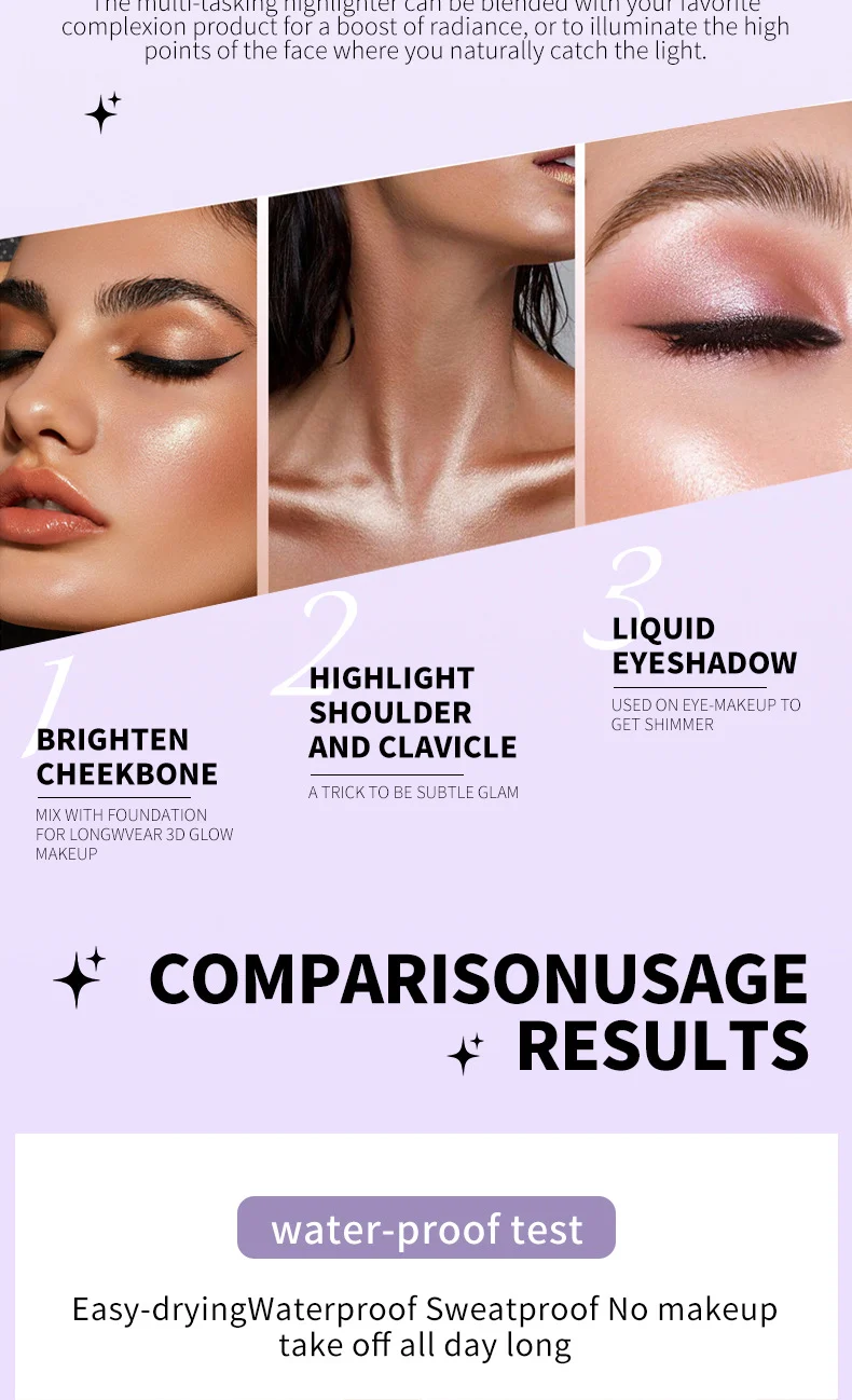 Liquid Eyeshadow with Glitter Highlighter Effect, Mini Shimmer Eye Glow for Sparkling 3D Look 13 liquid eyeshadow glitter highlighter mini shimmer sparkling 3d sit csgdmnn2 desc 13