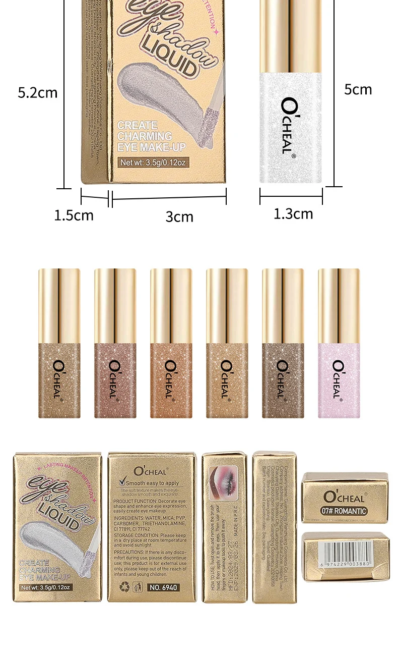 Liquid Eyeshadow with Glitter Highlighter Effect, Mini Shimmer Eye Glow for Sparkling 3D Look 16 liquid eyeshadow glitter highlighter mini shimmer sparkling 3d sit csgdmnn2 desc 16