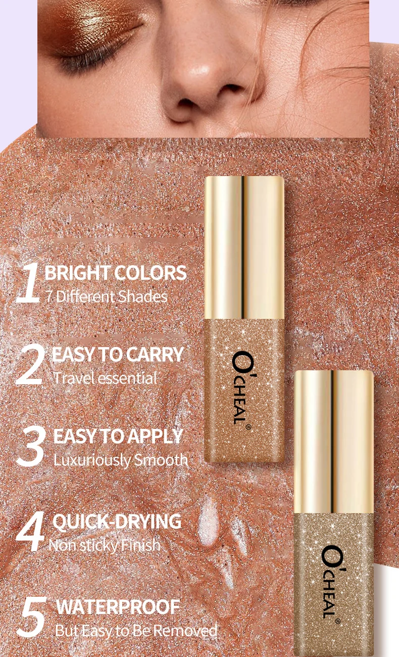 Liquid Eyeshadow with Glitter Highlighter Effect, Mini Shimmer Eye Glow for Sparkling 3D Look 4 liquid eyeshadow glitter highlighter mini shimmer sparkling 3d sit csgdmnn2 desc 4