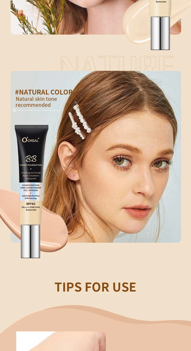 O'CHEAL Hydrating Waterproof BB Cream Foundation SPF50 PA++++ Full Coverage Long Lasting 11 liquid foundation bb cream sit cu9ky6v5 desc 11