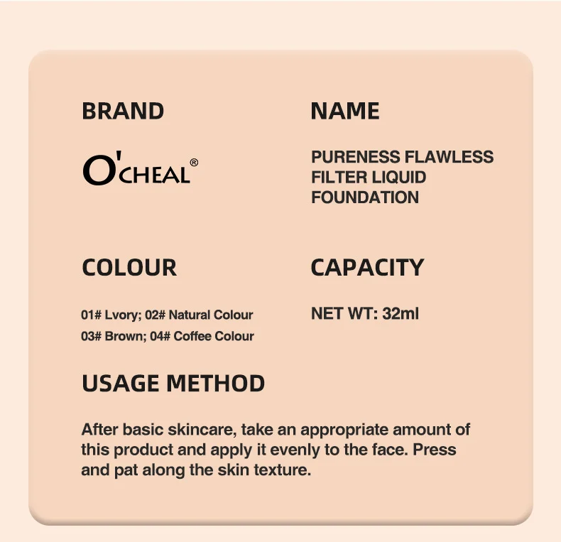 Liquid Foundation 4-Color Long-Lasting Waterproof Oil Control Concealer 32ml 17 liquid foundation long lasting concealer 32ml sit bjehk8sd desc 17