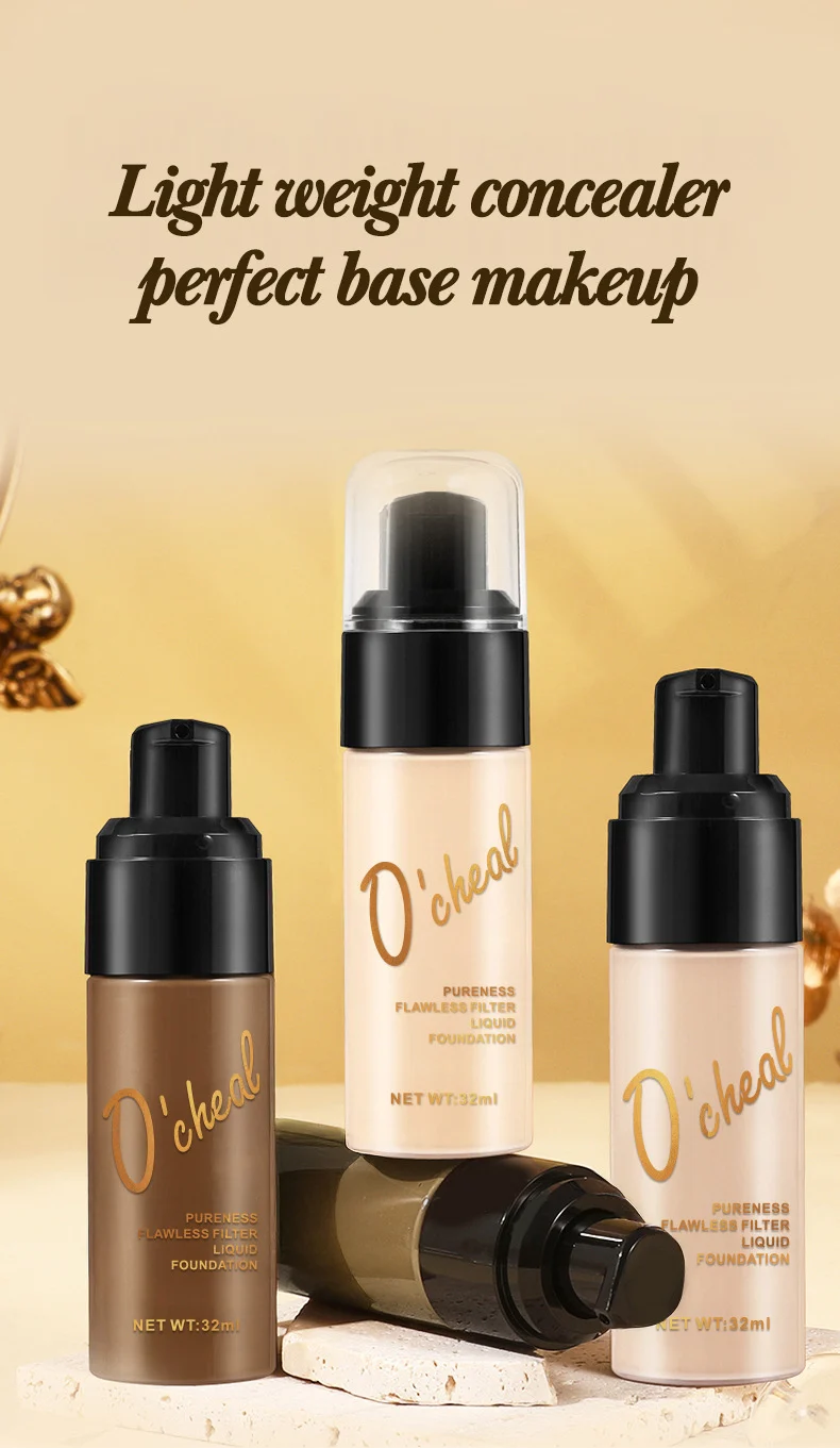 Liquid Foundation 4-Color Long-Lasting Waterproof Oil Control Concealer 32ml 3 liquid foundation long lasting concealer 32ml sit bjehk8sd desc 3