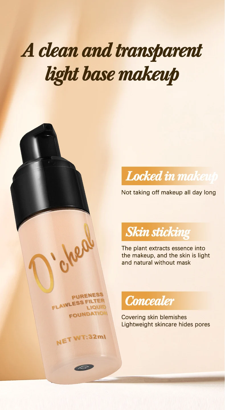 Liquid Foundation 4-Color Long-Lasting Waterproof Oil Control Concealer 32ml 8 liquid foundation long lasting concealer 32ml sit bjehk8sd desc 8