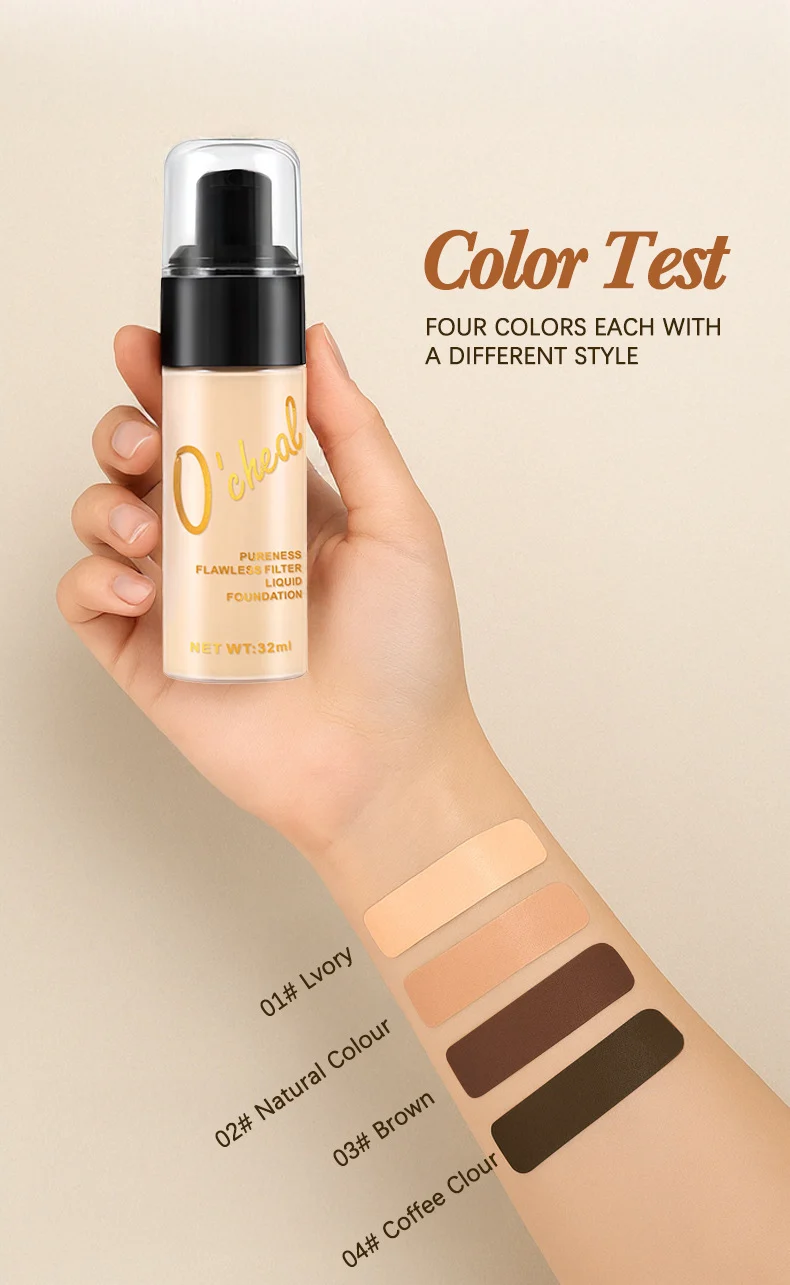 Liquid Foundation 4-Color Long-Lasting Waterproof Oil Control Concealer 32ml 9 liquid foundation long lasting concealer 32ml sit bjehk8sd desc 9
