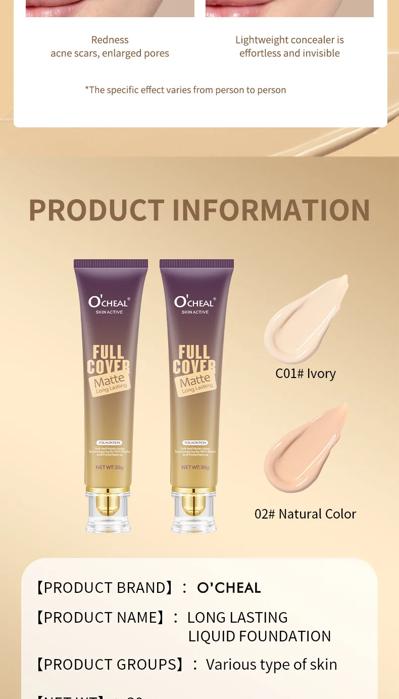 Long Lasting Liquid Foundation Skin-Active Full Cover Matte Flawless 24h Breathable Moisturizing Foundation Makeup 14 long lasting liquid foundation skin active full cover sit uwv683fw desc 14