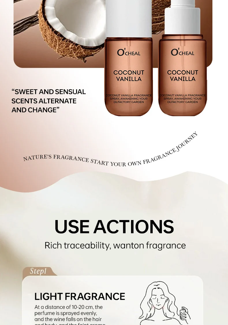 Long Lasting Perfume Spray for Women, Wilderness Rose & Coconut Vanilla Fragrance, 70g 16 long lasting perfume spray wilderness rose coconut vanilla sit xkrswgwu desc 16
