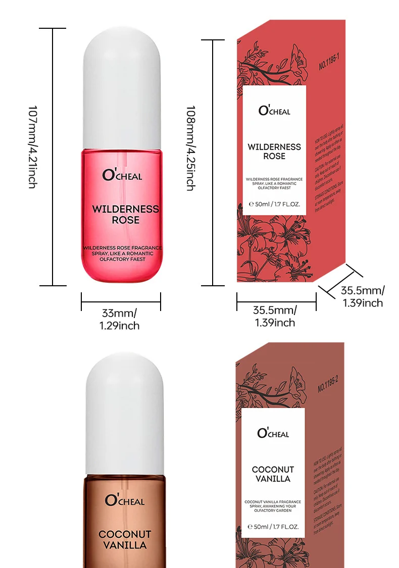 Long Lasting Perfume Spray for Women, Wilderness Rose & Coconut Vanilla Fragrance, 70g 19 long lasting perfume spray wilderness rose coconut vanilla sit xkrswgwu desc 19