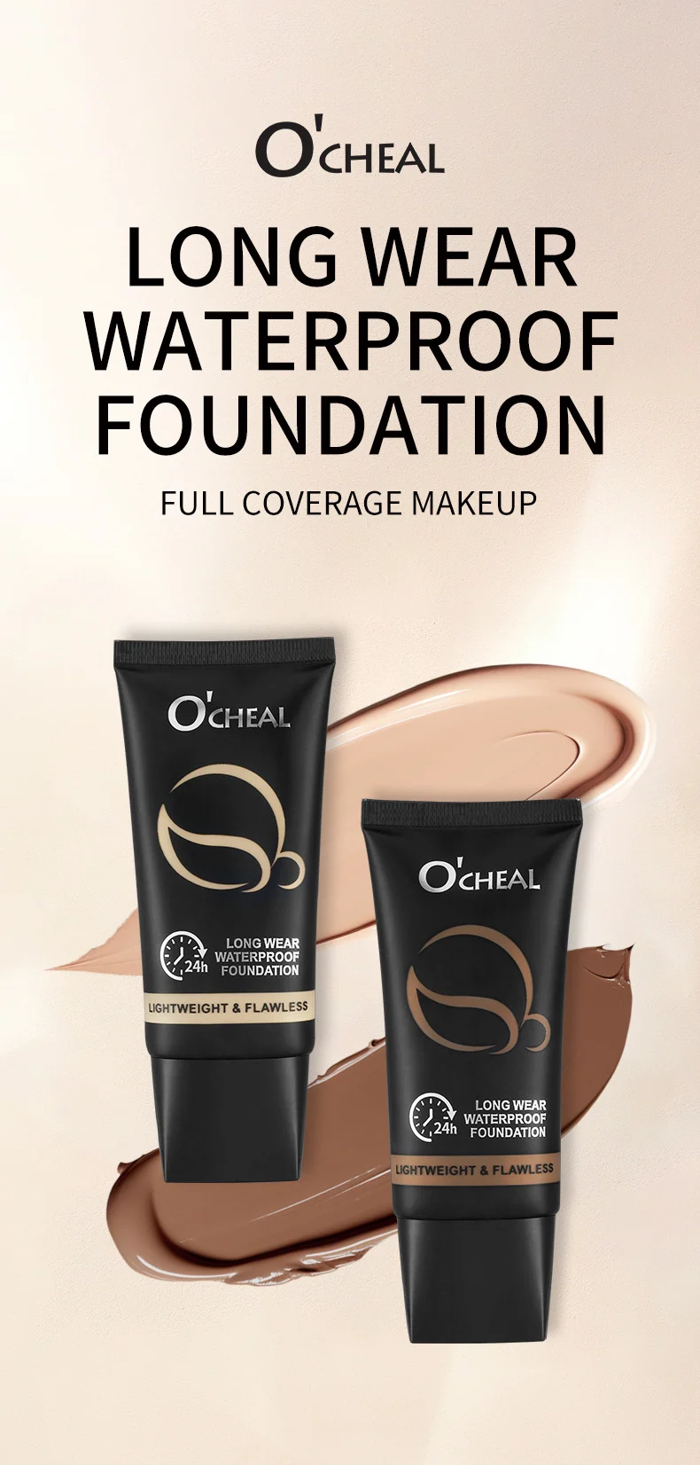 Long Wear Waterproof Foundation Full Coverage Makeup with Brush 5 long wear waterproof foundation full coverage brush sit kddxpydw desc 5