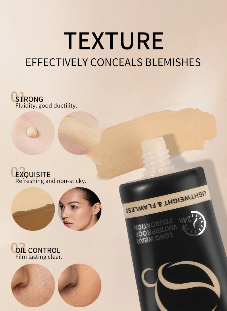 Long Wear Waterproof Foundation Full Coverage Makeup with Brush 8 long wear waterproof foundation full coverage brush sit kddxpydw desc 8