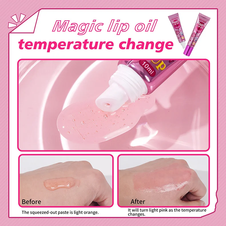 Magic Lip Oil Temperature Change Thermo-chromic Nourishing Glossy Lip Treatment 10ml 8 magic lip oil temperature change thermochromic 10ml sit peafz5sx desc 8