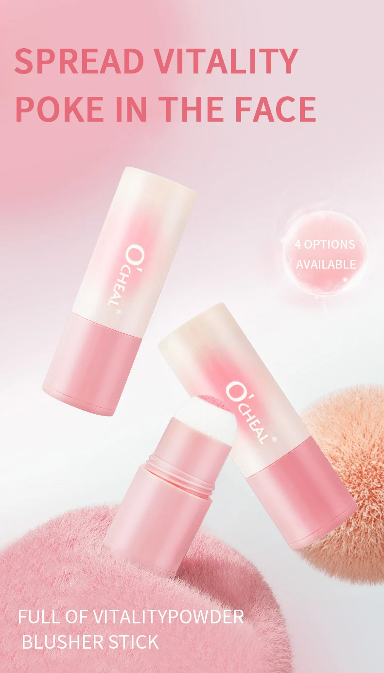 Matte Blusher Stick Long-Lasting Cream-to-Powder Cheek Tint with Built-in Sponge Head 1 matte blusher stick sponge head ocheal sit x23x6bqc desc 1