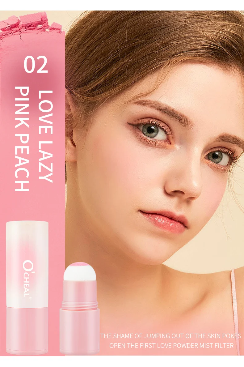 Matte Blusher Stick Long-Lasting Cream-to-Powder Cheek Tint with Built-in Sponge Head 10 matte blusher stick sponge head ocheal sit x23x6bqc desc 10