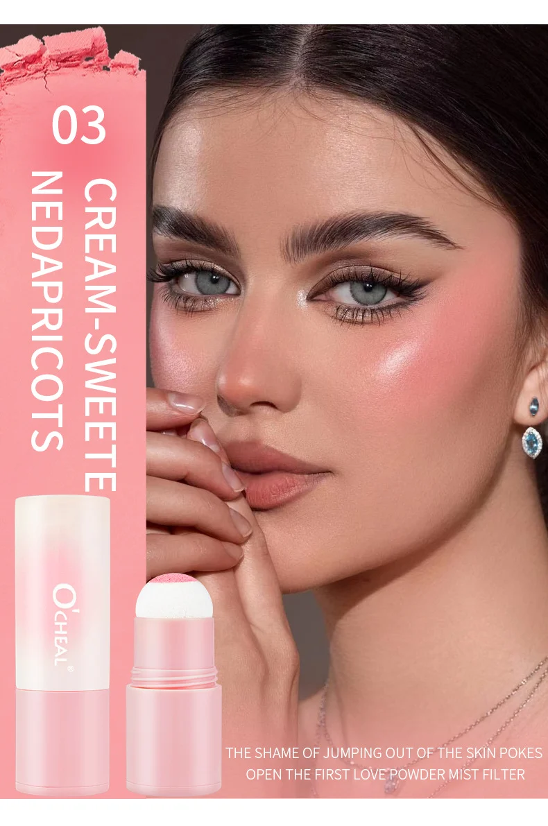 Matte Blusher Stick Long-Lasting Cream-to-Powder Cheek Tint with Built-in Sponge Head 11 matte blusher stick sponge head ocheal sit x23x6bqc desc 11