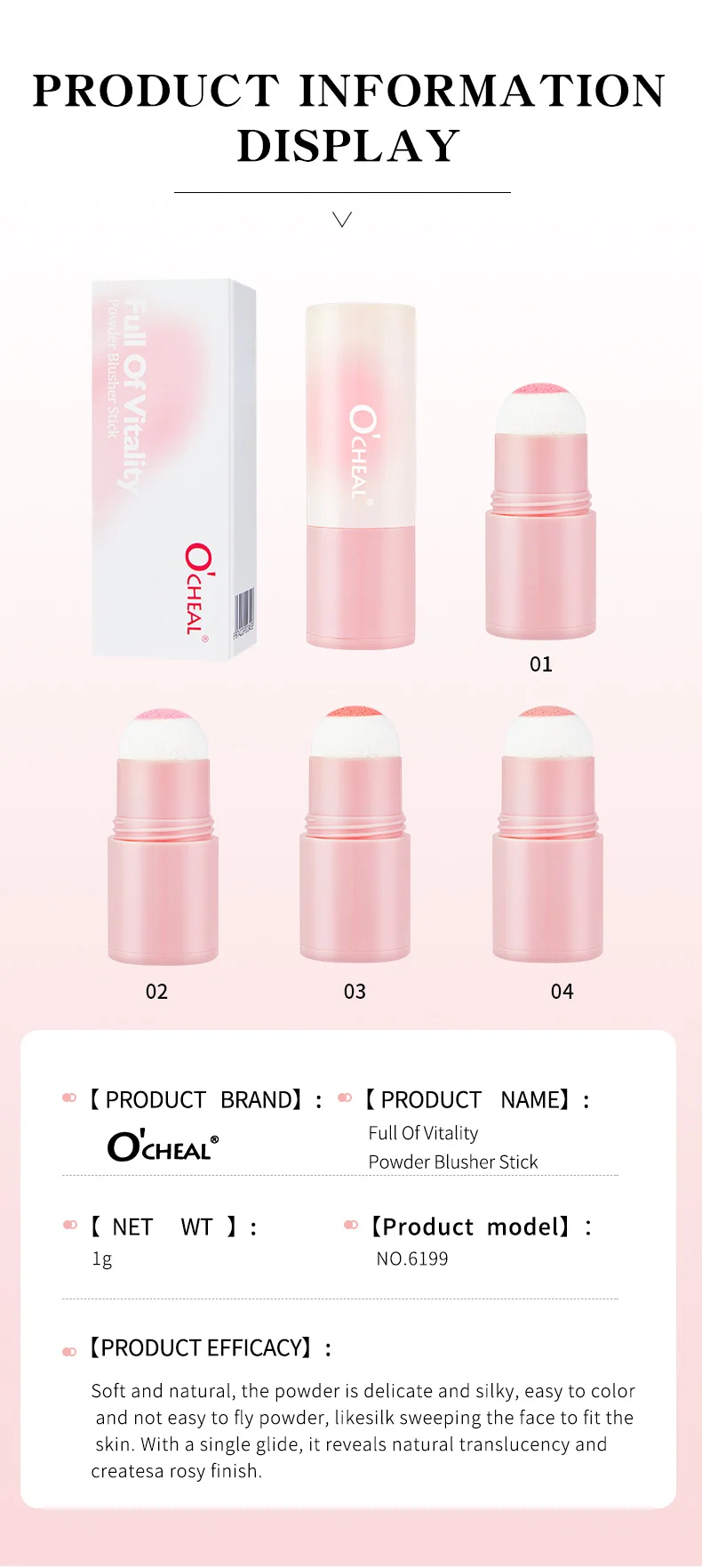 Matte Blusher Stick Long-Lasting Cream-to-Powder Cheek Tint with Built-in Sponge Head 14 matte blusher stick sponge head ocheal sit x23x6bqc desc 14