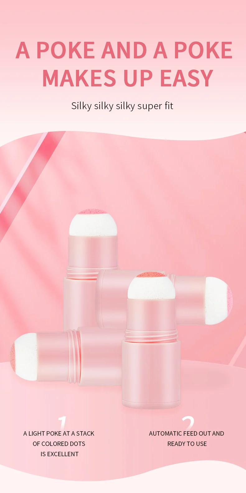 Matte Blusher Stick Long-Lasting Cream-to-Powder Cheek Tint with Built-in Sponge Head 3 matte blusher stick sponge head ocheal sit x23x6bqc desc 3