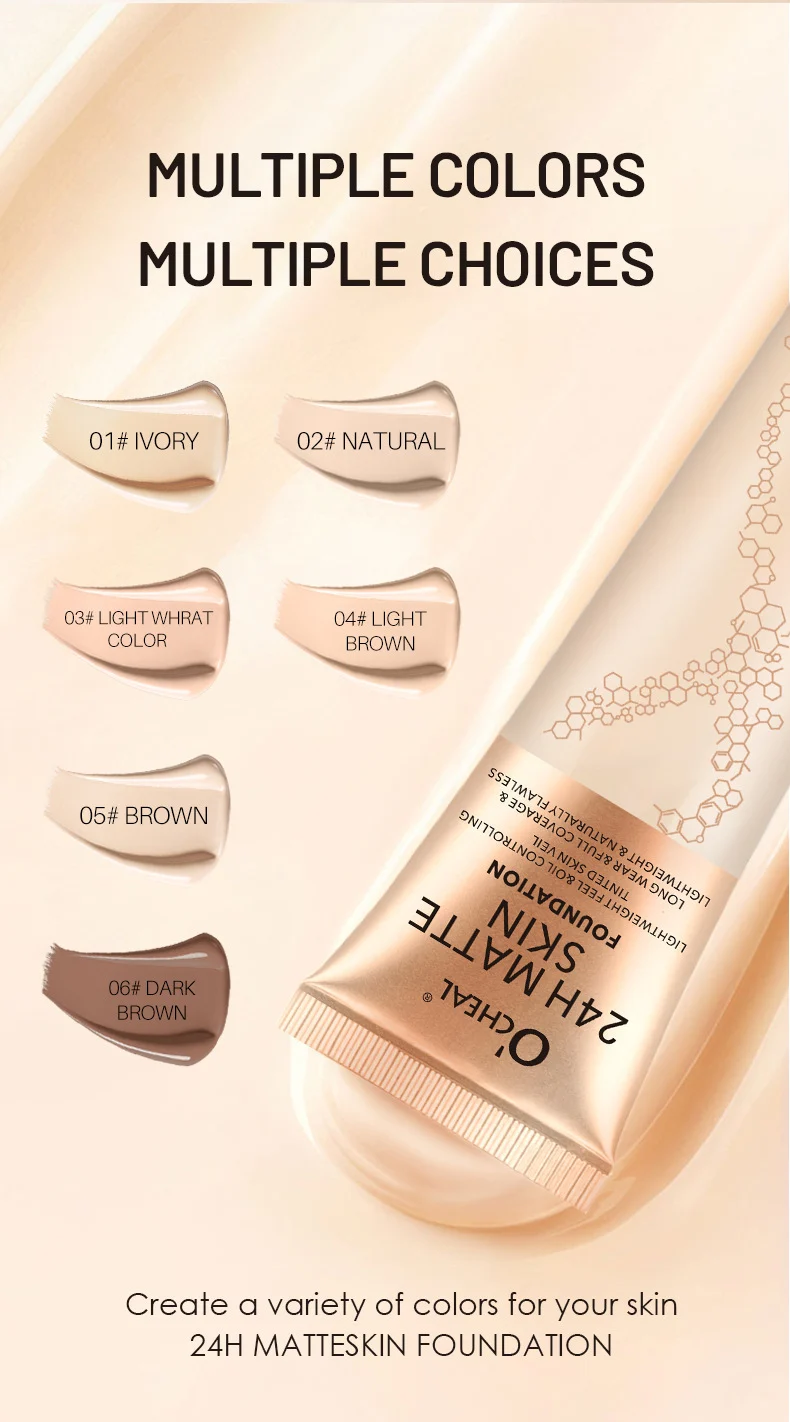 Matte Foundation Liquid 24H Long-Lasting Full Coverage Oil Control Foundation with Natural Finish 4 matte foundation liquid 24h long lasting full coverage oil control sit cy3x5eay desc 4