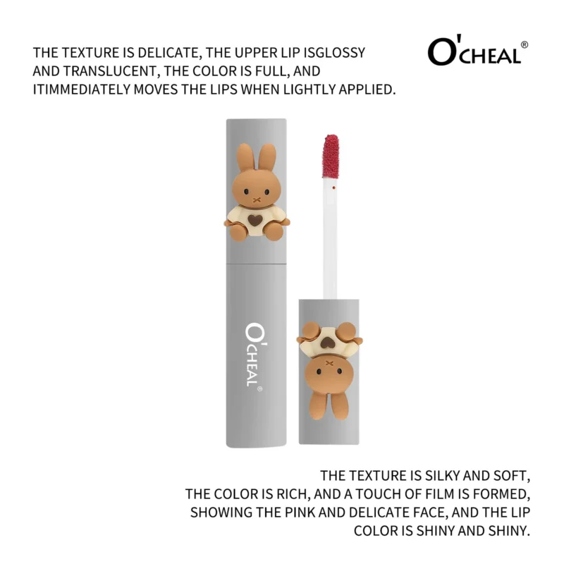 O'CHEAL Feather Gauze Matte Lip Gloss with velvety texture and long-lasting color in a convenient 3g tube