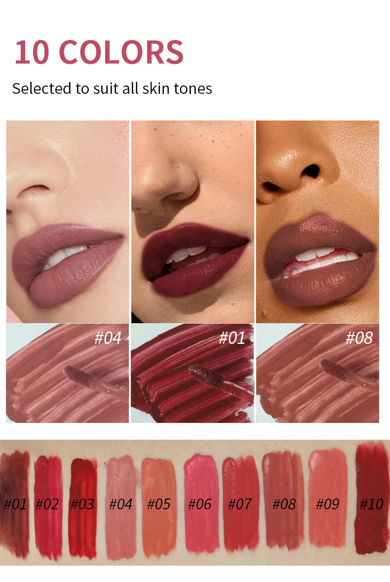 Matte Liquid Lipstick Set 10 Colors Velvety Lip Gloss Waterproof Non-Stick Cup Long Lasting Lip Color 4 matte liquid lipstick set 10 colors velvety lip gloss sit qmuv3jtz desc 4