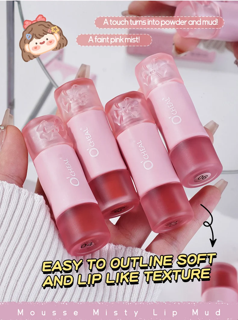 Mousse Misty Lip Mud Long-lasting Velvet Matte Lip Gloss 8 mousse misty lip mud long lasting velvet matte lip gloss sit nth3tatu desc 8