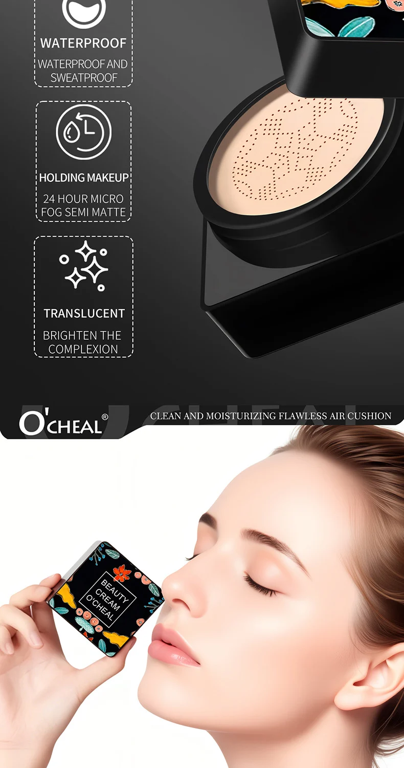 Mushroom Air Cushion Foundation Lightweight Moisturizing Flawless Matte Finish Long Lasting 3 mushroom air cushion foundation 20g sit mkwuhwmx desc 3