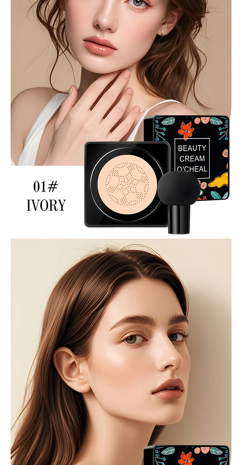 Mushroom Air Cushion Foundation, Moisturizing Long-Lasting Full Coverage Concealer 14 mushroom air cushion foundation moisturizing long lasting full coverage concealer sit xa976cxt desc 14
