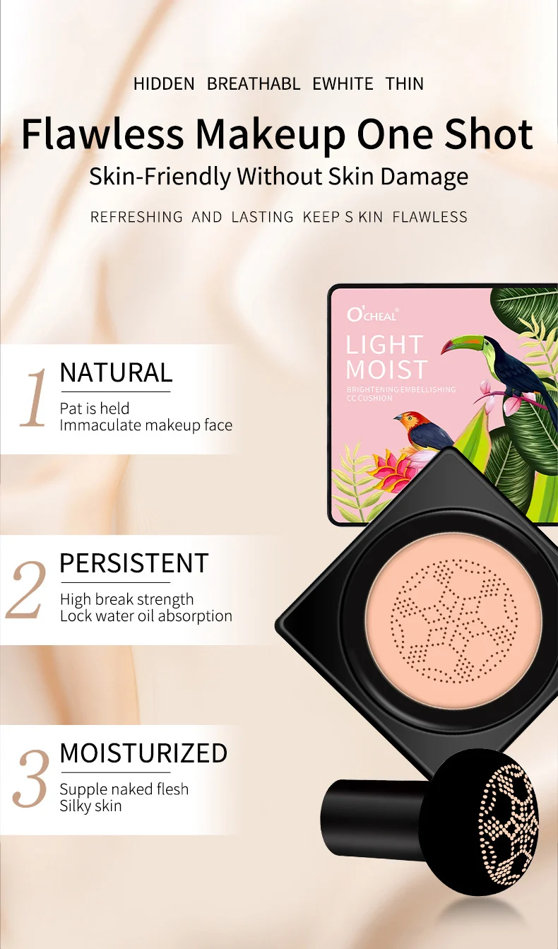 Mushroom Air Cushion Foundation O'CHEAL Brightening Embellishing Concealer BB Cream 3 mushroom air cushion foundation oc heal brightening embellishing sit n77vwktk desc 3