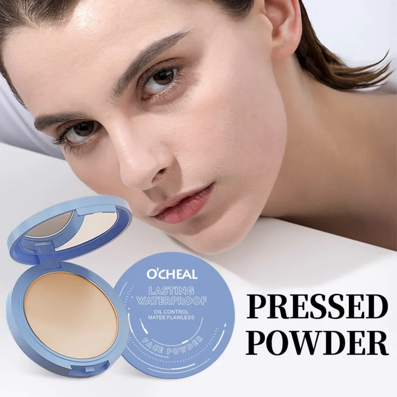 o-cheal-oil-control-pressed-powder-long-lasting-waterproof-setting-powder-sit-rn3m7e36-1 O'CHEAL Oil Control Pressed Powder in a sleek compact for long-lasting, matte, and waterproof makeup.