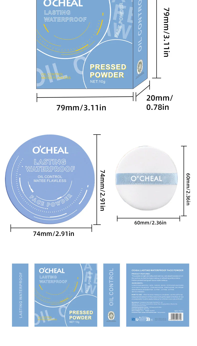 O'CHEAL Oil Control Pressed Powder Long Lasting Waterproof Setting Powder 17 o cheal oil control pressed powder long lasting waterproof setting powder sit rn3m7e36 desc 17