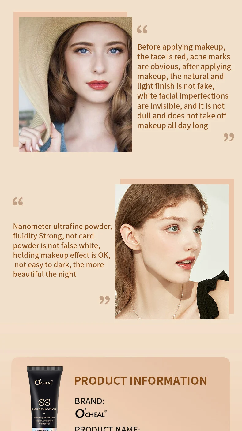 BB Cream Foundation O'CHEAL Hydrating Primer Concealer for Invisible Pores and Long-lasting Wear 13 ocheal bb cream foundation hydrating primer sit kga5gsrb desc 13