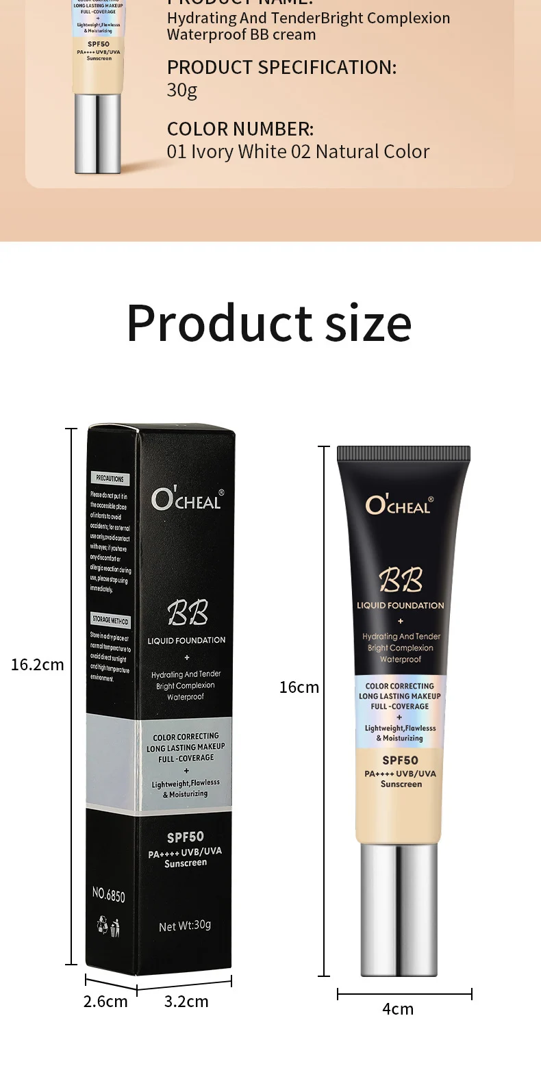 BB Cream Foundation O'CHEAL Hydrating Primer Concealer for Invisible Pores and Long-lasting Wear 14 ocheal bb cream foundation hydrating primer sit kga5gsrb desc 14