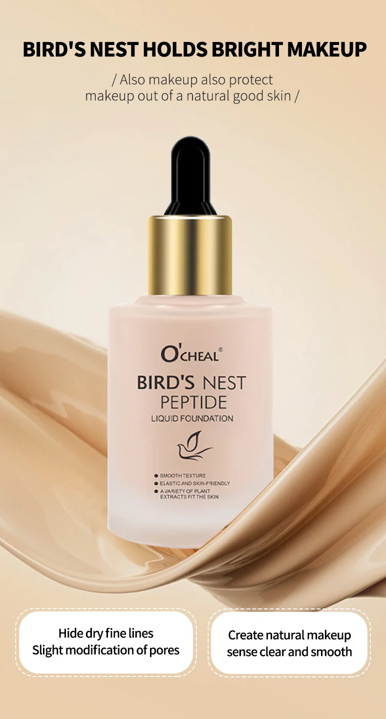 Liquid Foundation O'CHEAL Bird's Nest Peptide - Waterproof Oil Control Full Coverage & Brightening Makeup Base 12 ocheal birds nest peptide liquid foundation waterproof sit jqjymz5x desc 12