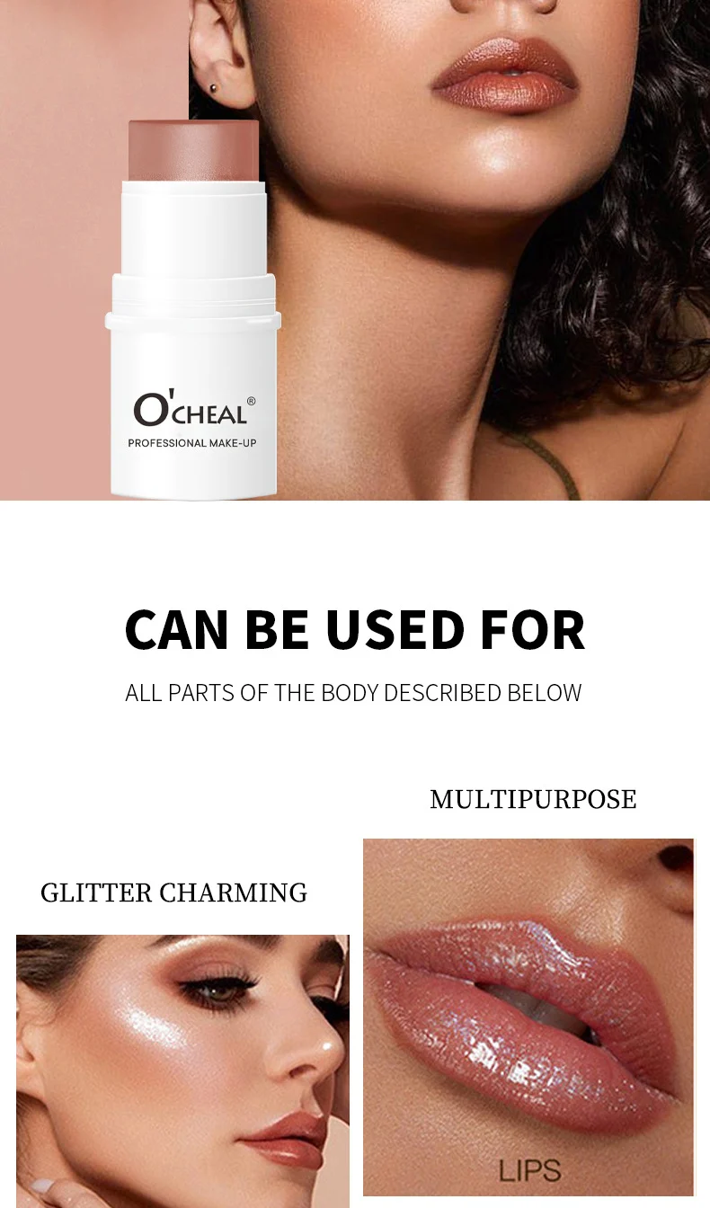 Blush Stick O'CHEAL Multi-Use Cream Cheek and Lip Tint Portable Waterproof 6-Color Contour Stick 12 ocheal blush stick cheek lip tint sit hguwh9f9 desc 12