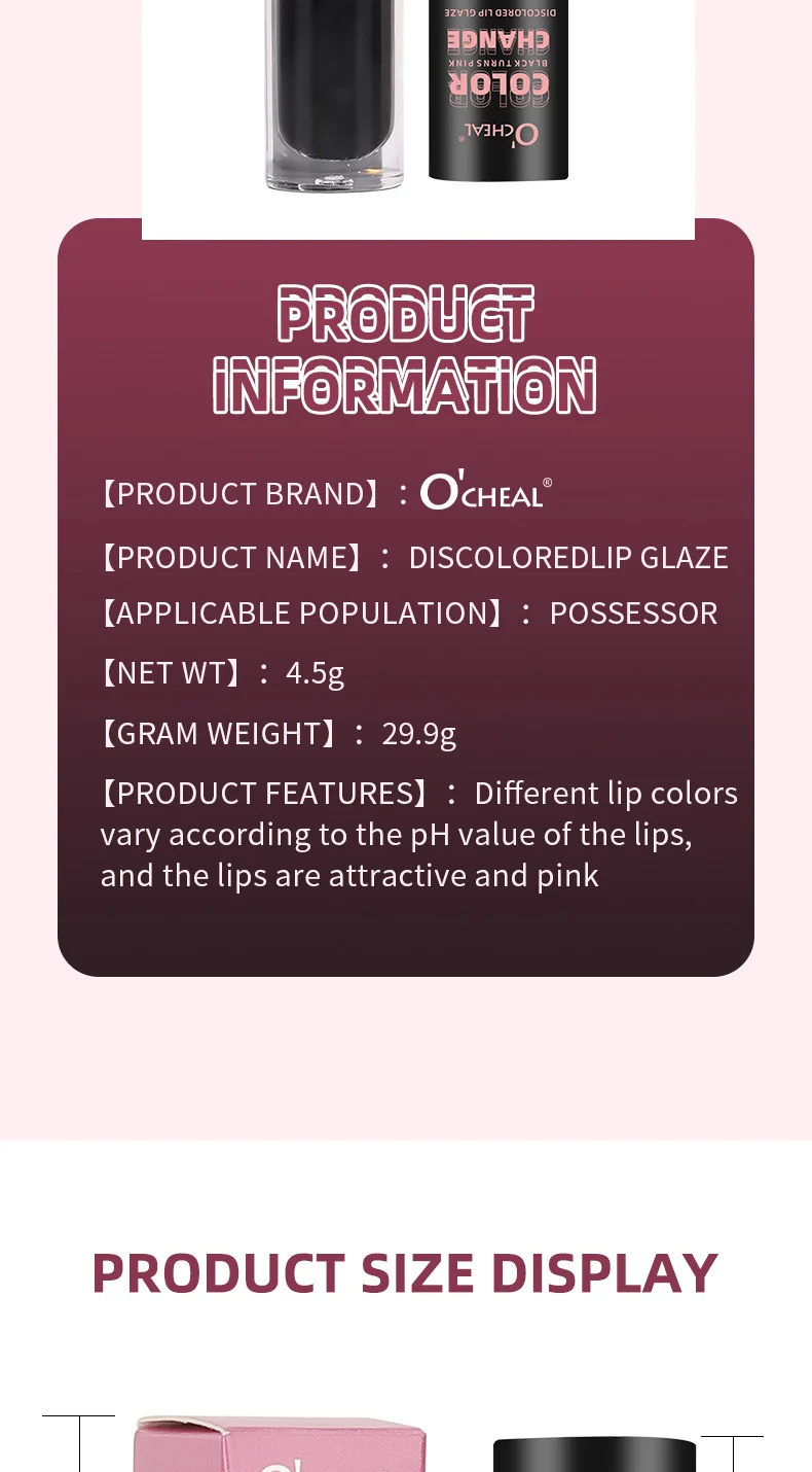 O'CHEAL Color Changing Lip Glaze - Temperature Activated Black to Pink Tint, Waterproof & Non-Stick Cup Moisturizing Lip Gloss 14 ocheal color changing lip glaze black to pink sit wyzba74g desc 14