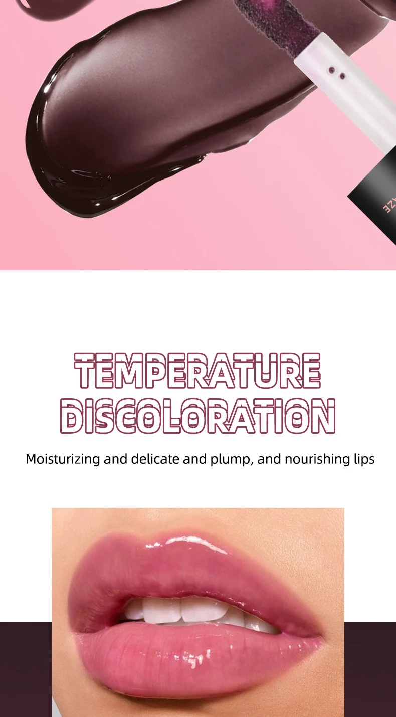 O'CHEAL Color Changing Lip Glaze - Temperature Activated Black to Pink Tint, Waterproof & Non-Stick Cup Moisturizing Lip Gloss 5 ocheal color changing lip glaze black to pink sit wyzba74g desc 5