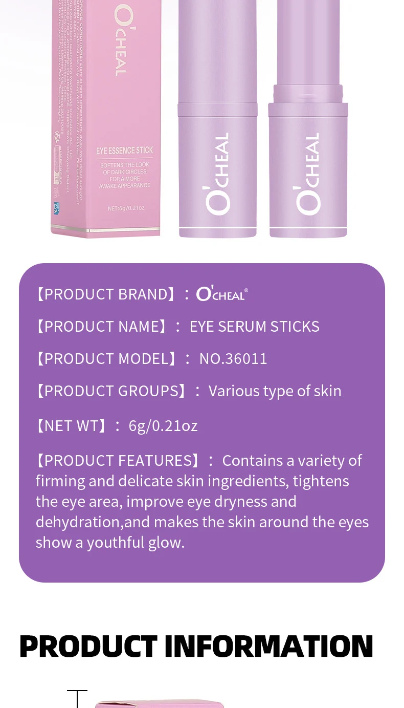 Eye Serum Stick Anti-Aging & Firming - O'CHEAL Moisturizing Balm for Dark Circles, Puffiness & Fine Lines Repair 14 ocheal eye serum stick anti aging dark circles sit z95hr4j9 desc 14