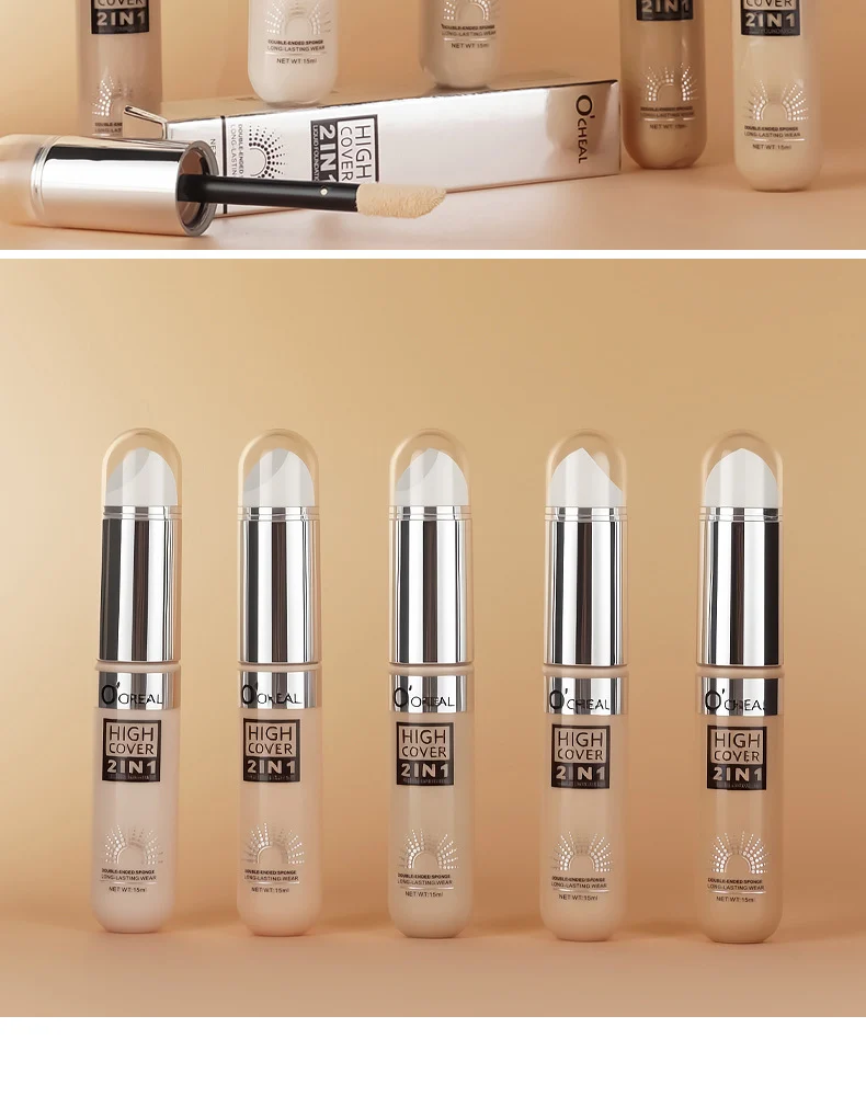 O'Cheal High Cover 2-in-1 Liquid Foundation & Concealer Stick 15ml 19 ocheal high cover 2 in 1 liquid foundation concealer stick 15ml sit hkmxppxn desc 19