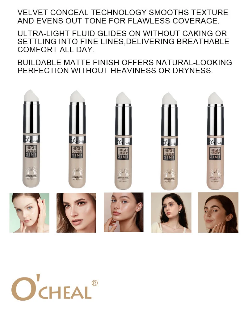 O'Cheal High Cover 2-in-1 Liquid Foundation & Concealer Stick 15ml 21 ocheal high cover 2 in 1 liquid foundation concealer stick 15ml sit hkmxppxn desc 21