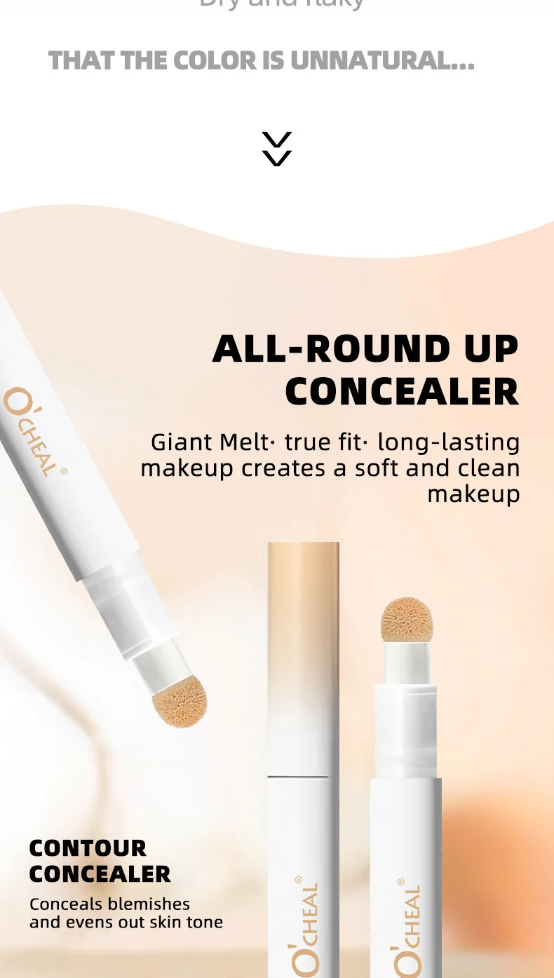 Concealer Liquid High Coverage Waterproof O'CHEAL Silk Smooth Long-lasting Color Correcting Makeup 3 ocheal high coverage liquid concealer sit k89fjfnp desc 3