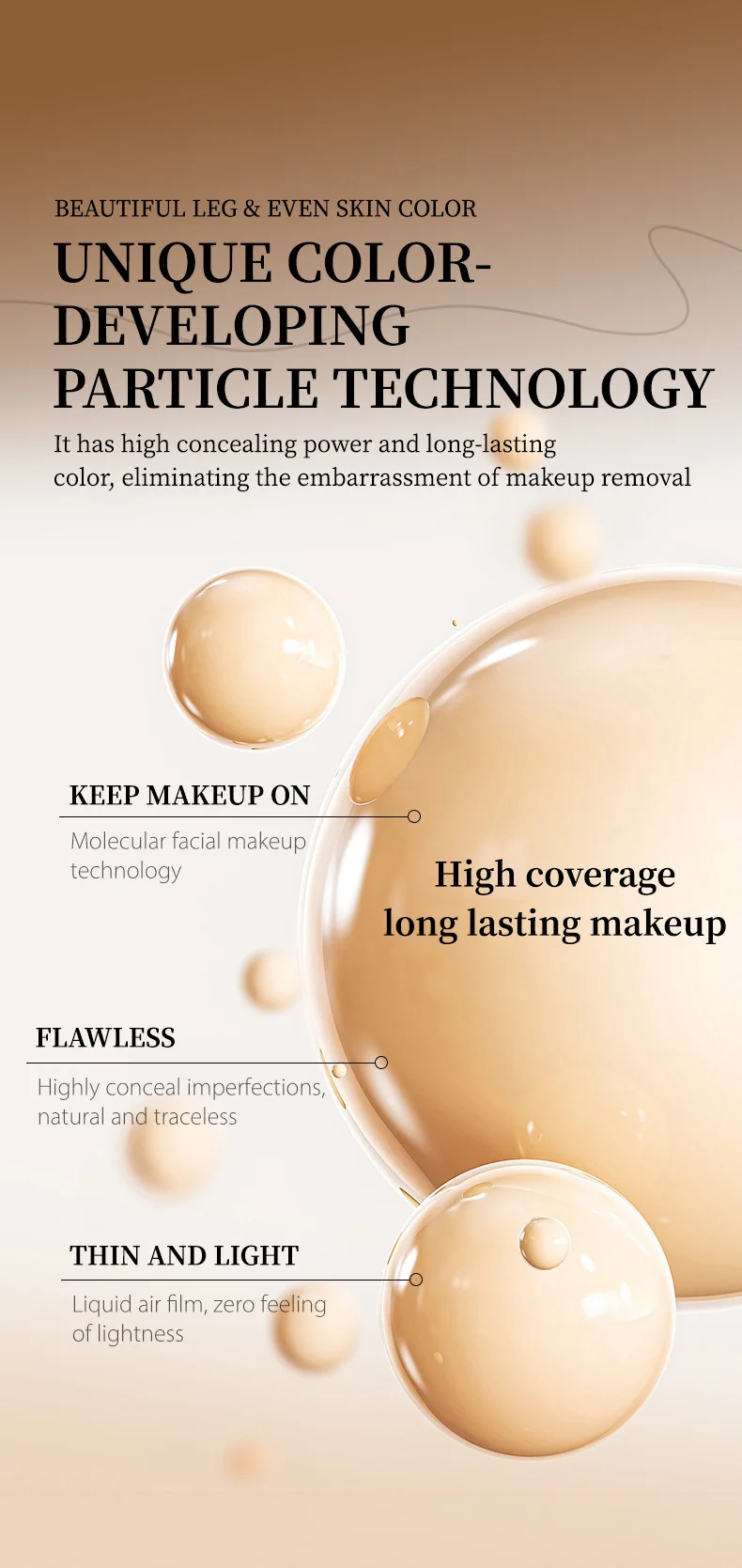 Leg Concealer Cream O'CHEAL Waterproof Body Makeup for Flawless Even Skin Tone and Tanning Effect 5 ocheal leg concealer waterproof body makeup sit zpbxax5b desc 5